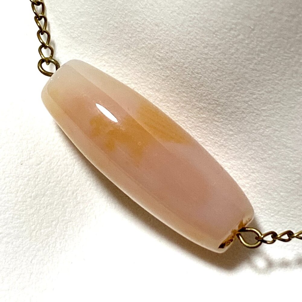 2/$20, Natural Agate Necklace, Genuine Gemstone Bar Pendant & Bronze Chain